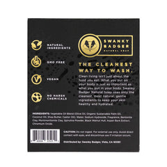 Swanky Badger Northern Pine packaging emphasizes eco-friendly palm oil.