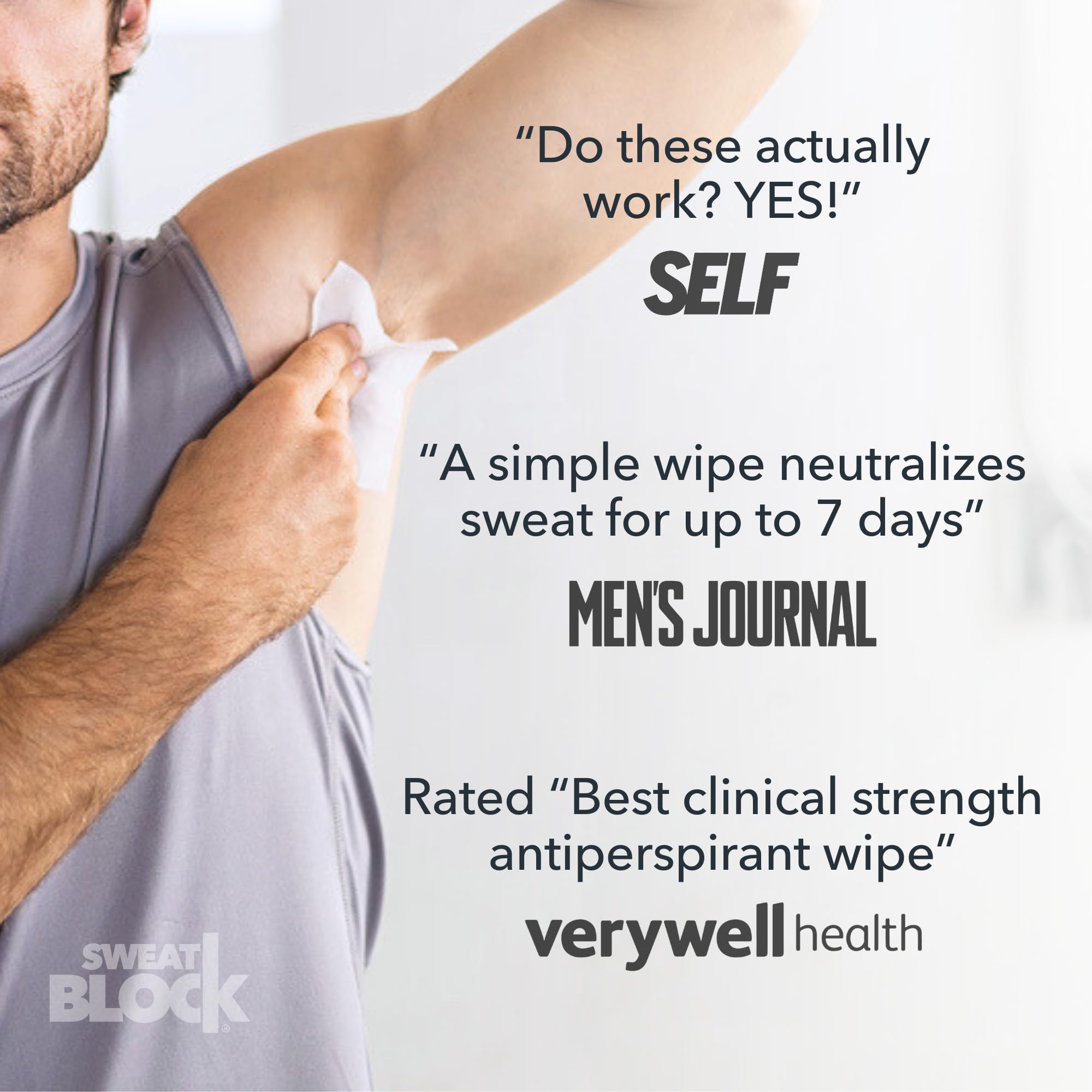 SweatBlock wipes on shelf showcasing chemical-free formulation.