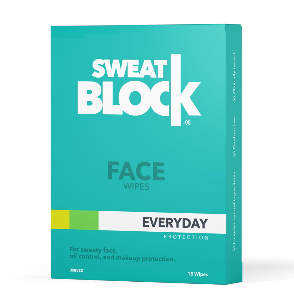 SweatBlock toallitas antiperspirante faciales para controlar sudor y brillo.