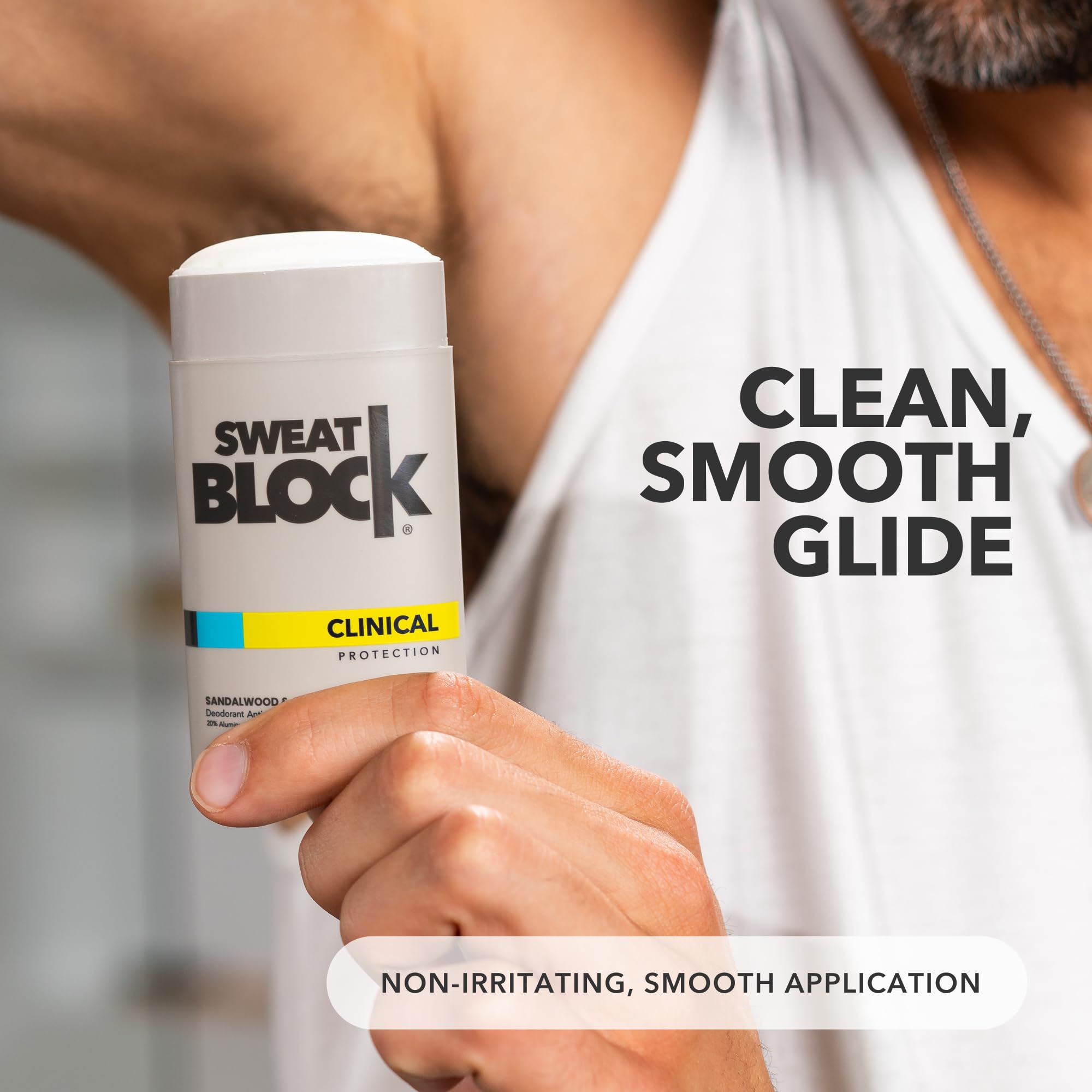 SweatBlock aplicación nocturna y matutina para protección diaria.