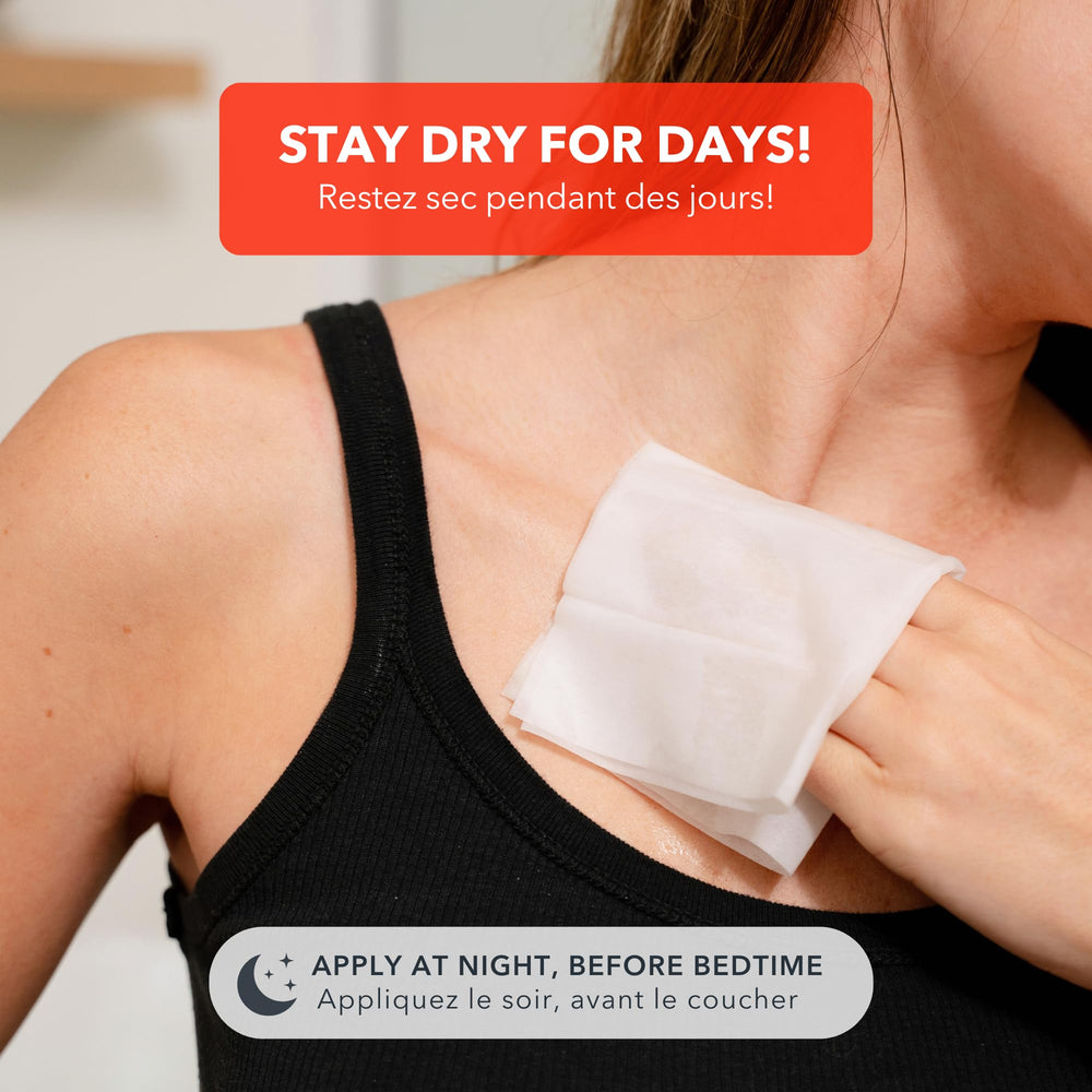 SweatBlock wipe used on feet to help reduce moisture.