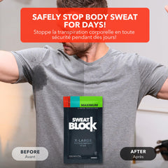 SweatBlock wipe applied to hands for targeted moisture control.