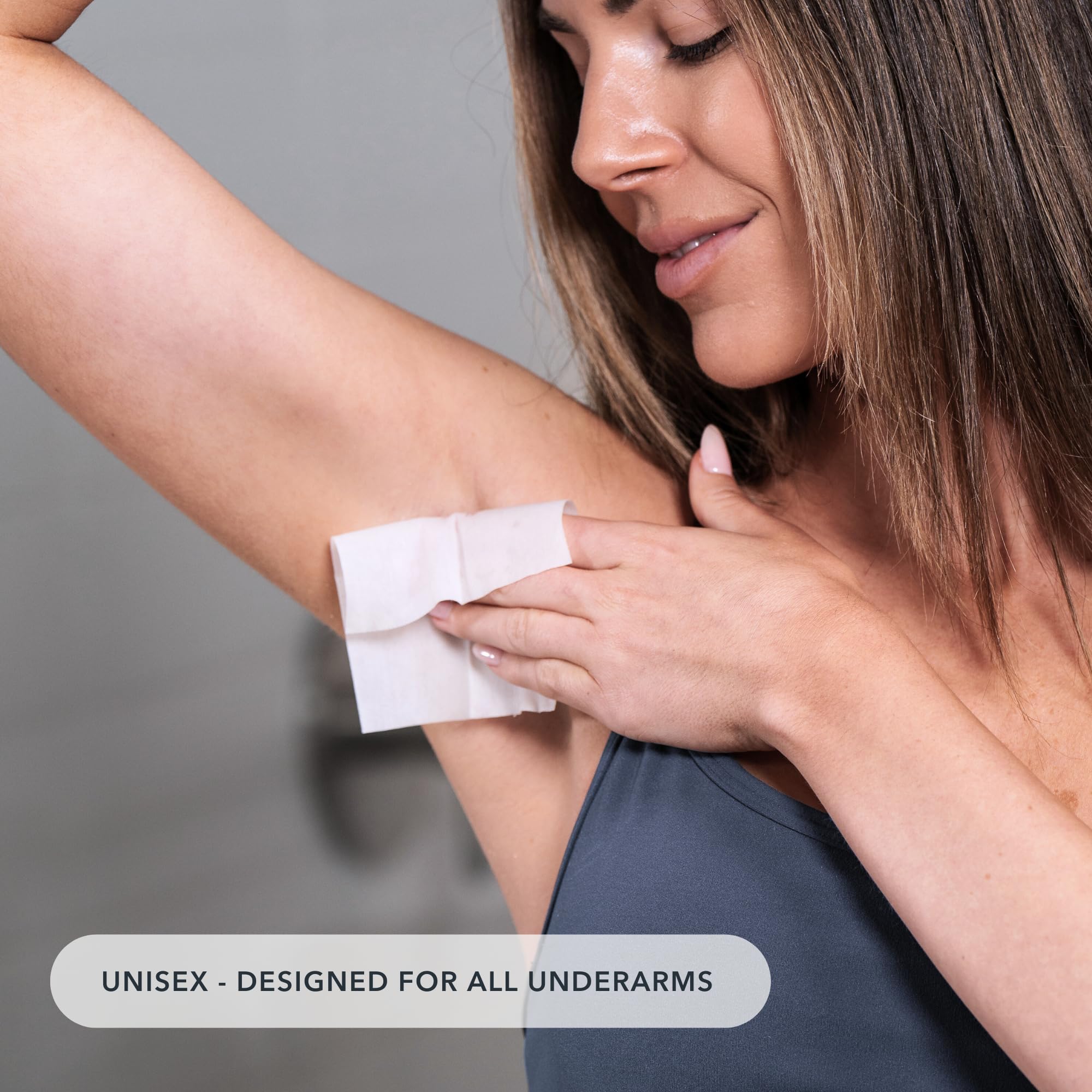 Dermatologist-tested SweatBlock formula shown in clinical context.