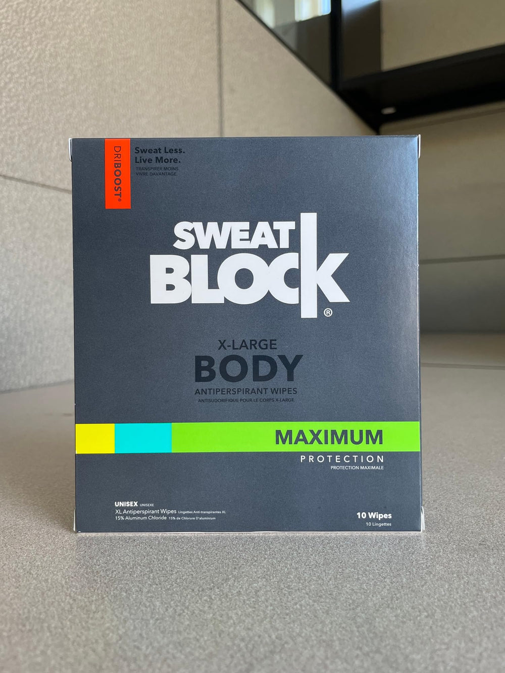 Long-lasting dryness up to seven days per use with SweatBlock.