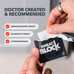 Overnight use scenario with dry underarms after SweatBlock treatment.