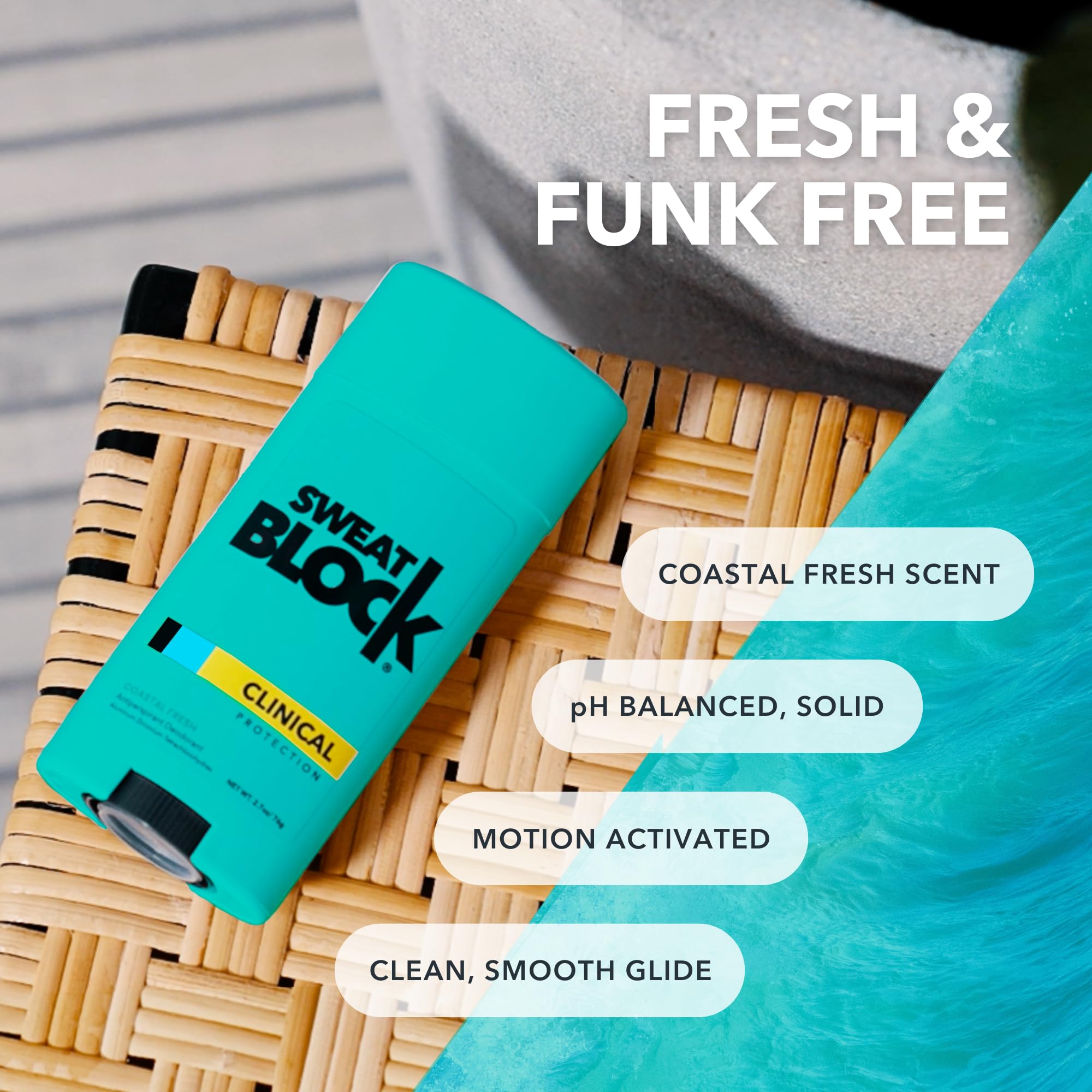 SweatBlock unisex deodorant suitable for men and women for daily freshness.