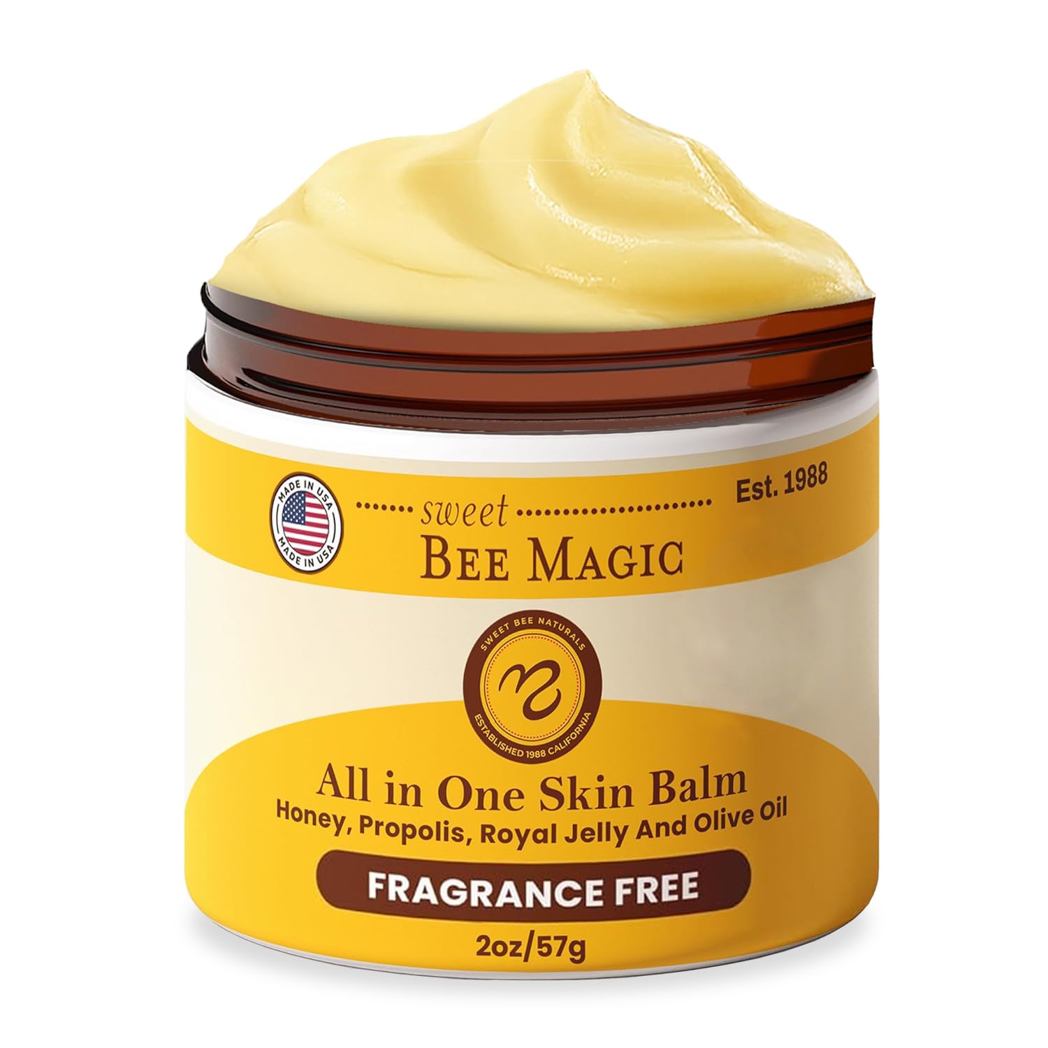Sweet Bee Naturals Balsamo de miel en bote, crema rica para piel seca.