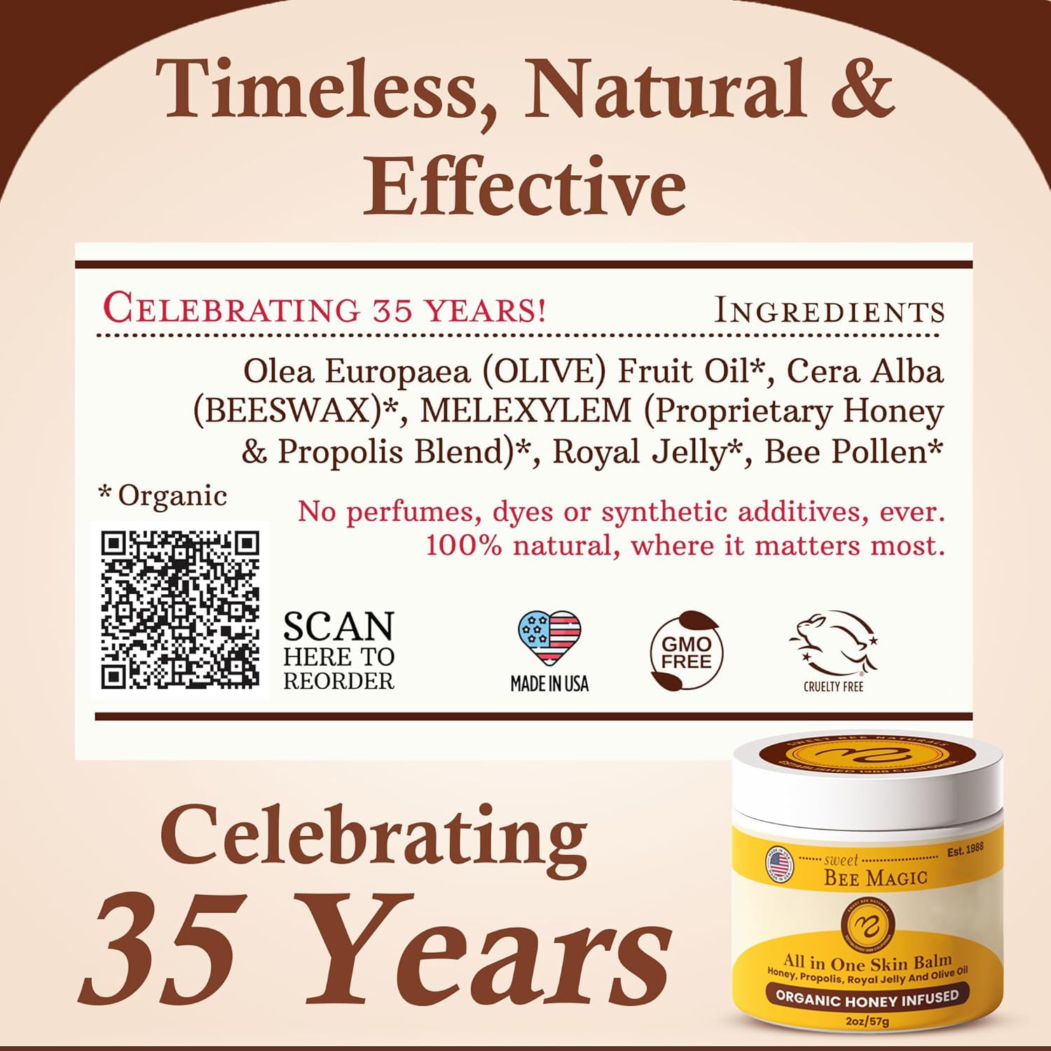 Textura cremosa de Sweet Bee Naturals balsamo de miel, ideal para piel suave.