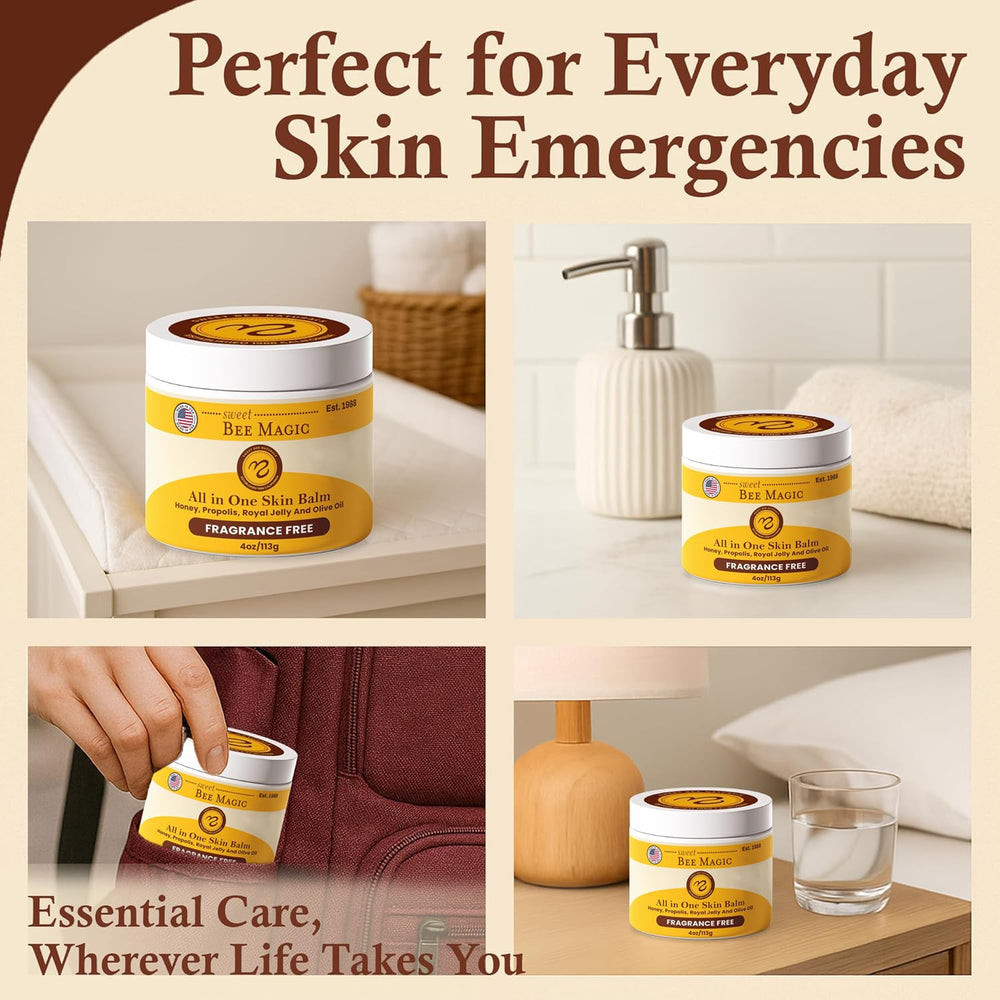 Sweet Bee Naturals honey balm applied to hands for daily moisture