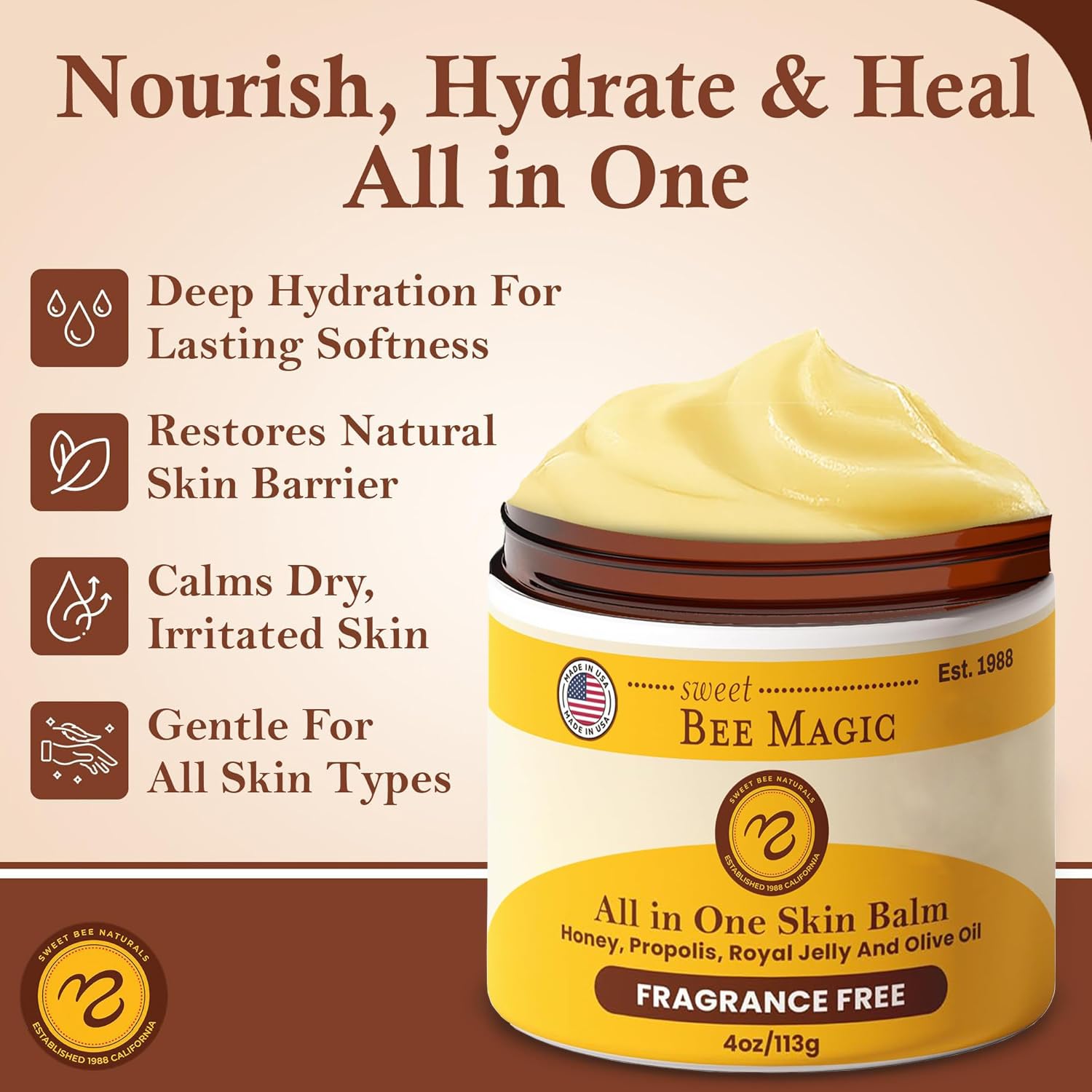 USA-made small-batch production by Sweet Bee Naturals