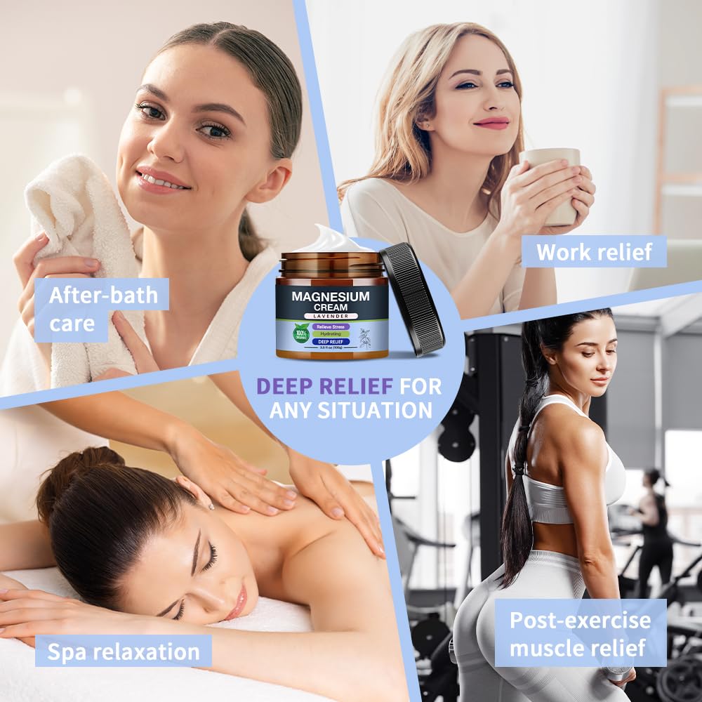 Sweet Sleep Magnesium Cream bottle label highlights ingredients for nightly use.