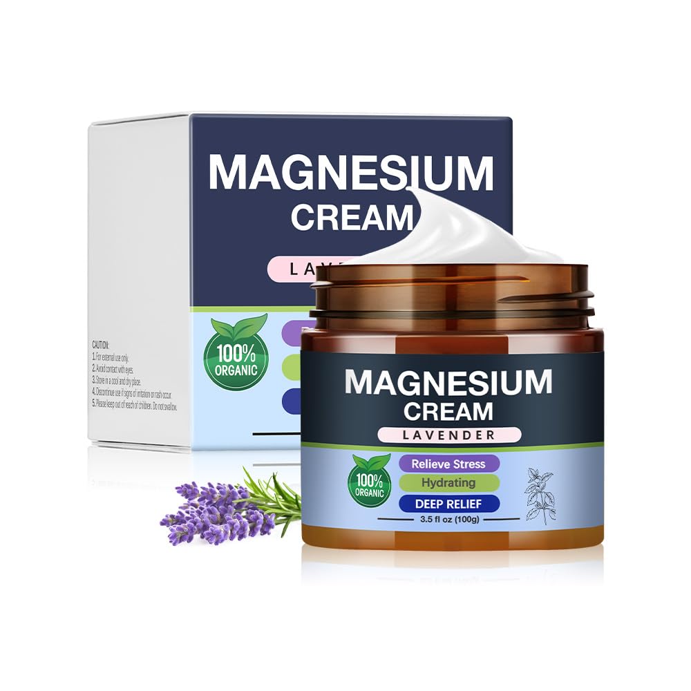Sweet Sleep Magnesium Cream lavender bottle ready for bedtime routine for restful nights.