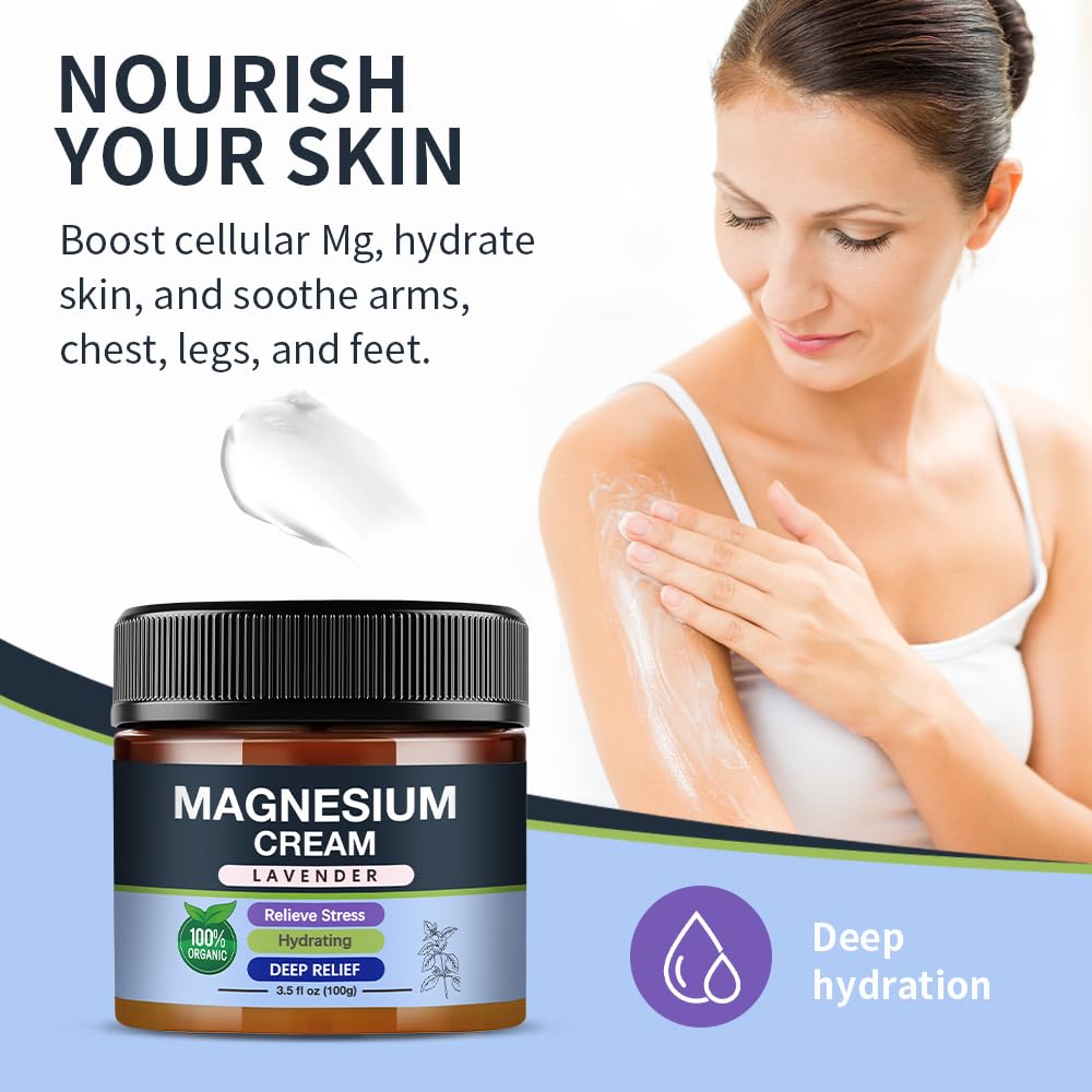 Sweet Sleep Magnesium Cream nourishes dry skin with non-greasy hydration.