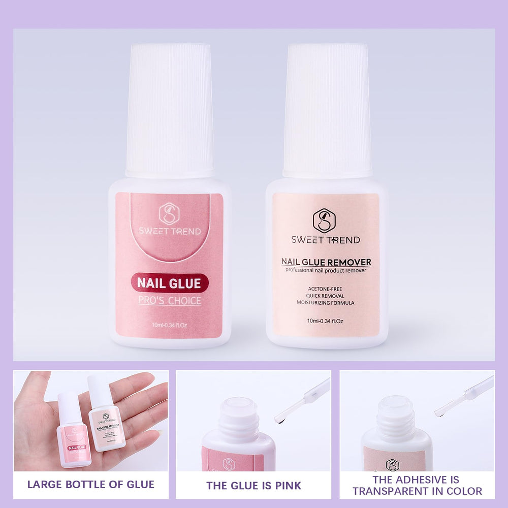 Sweet Trend nail glue bottle close-up for fast drying and strong bond