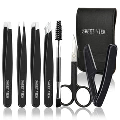 Sweet View 7pcs eyebrow tweezers kit precision plucker for flawless shaping.