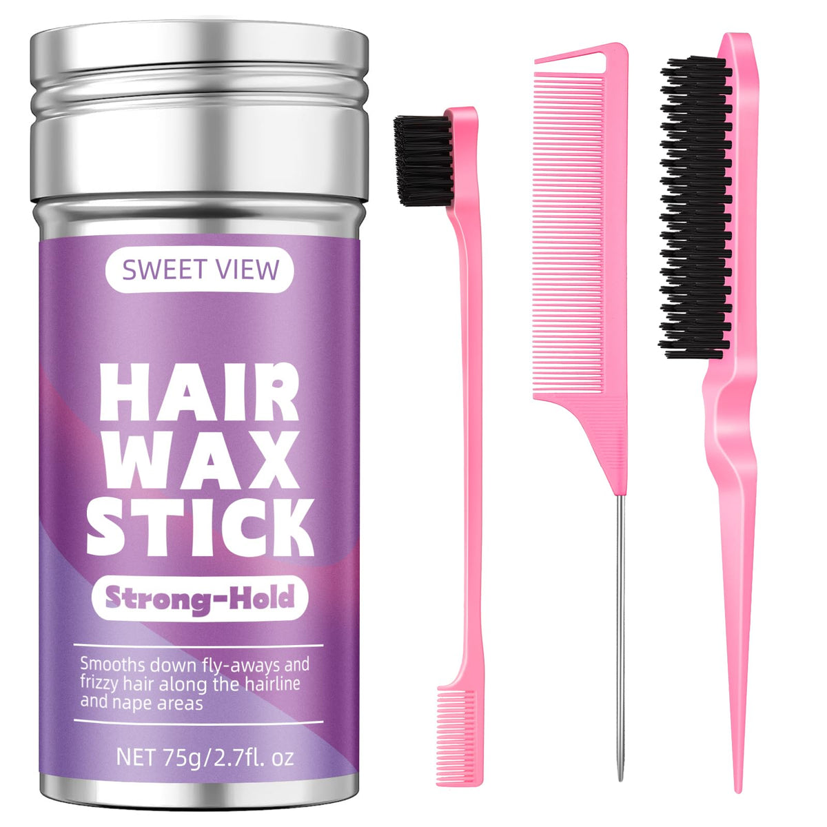 SWEET VIEW Barra-wax-control-frizz para cabello liso y peinado más limpio