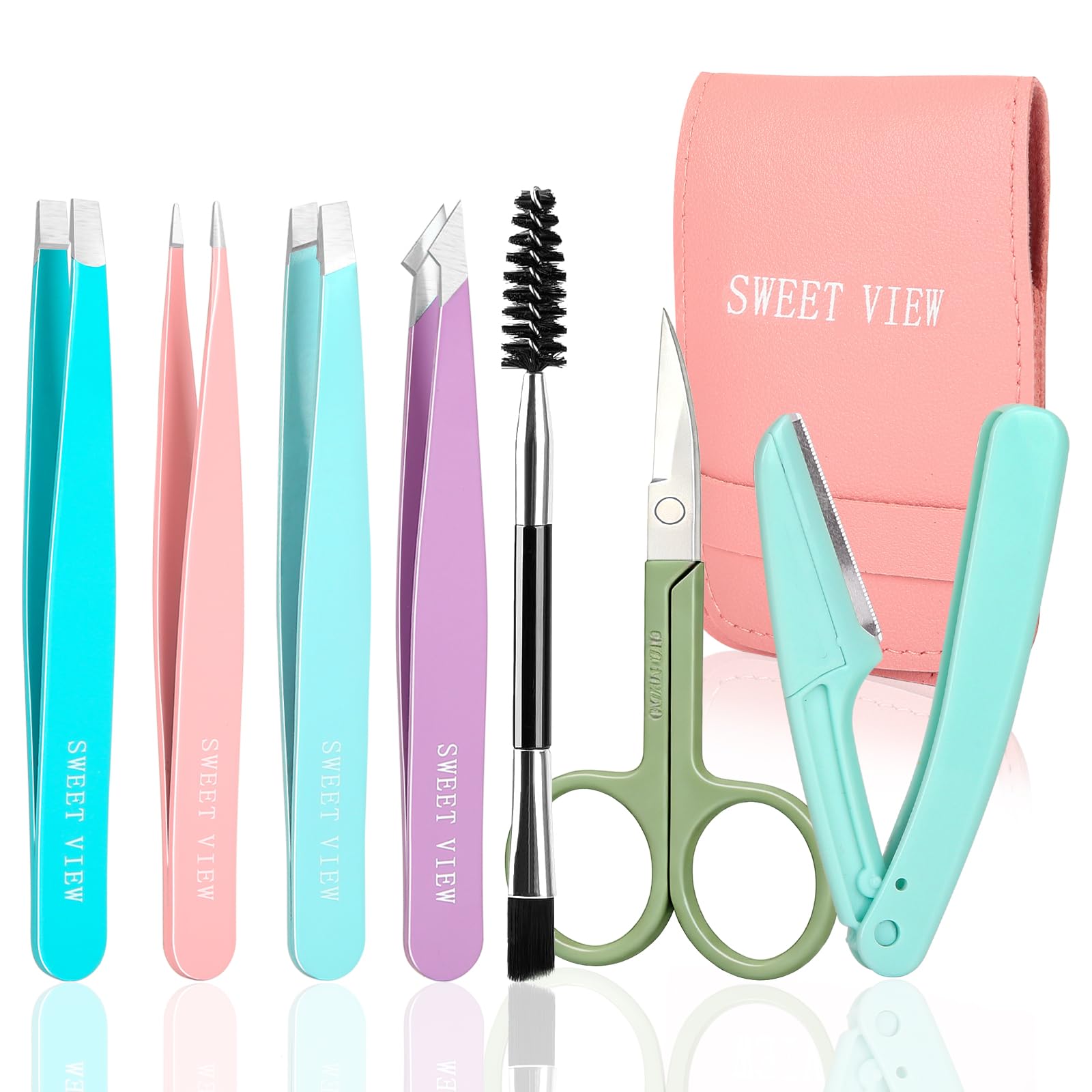 Sweet View eyebrow tweezers kit with precision tips for accurate brow shaping.