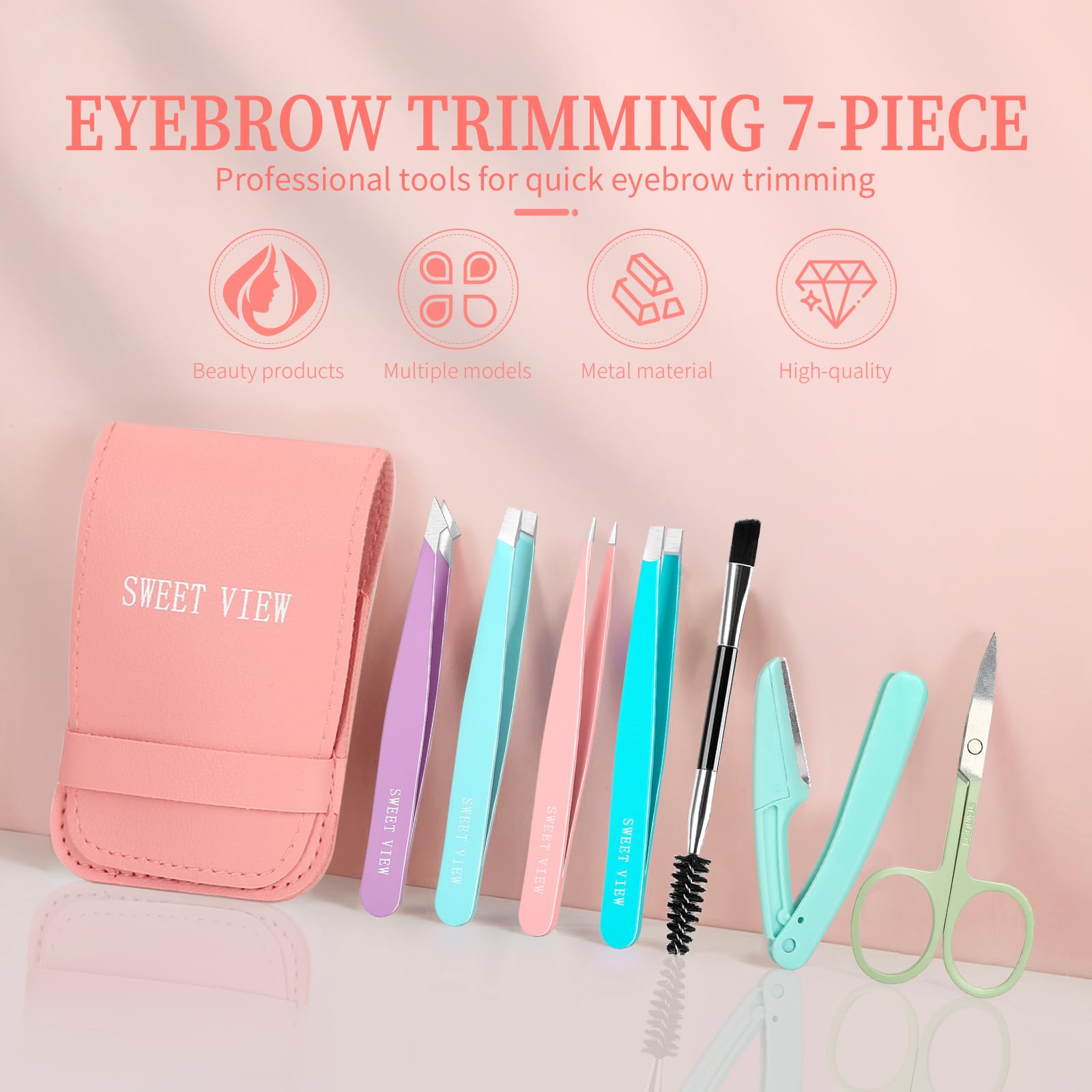 Sweet View gift-ready tweezers set for stylish grooming.
