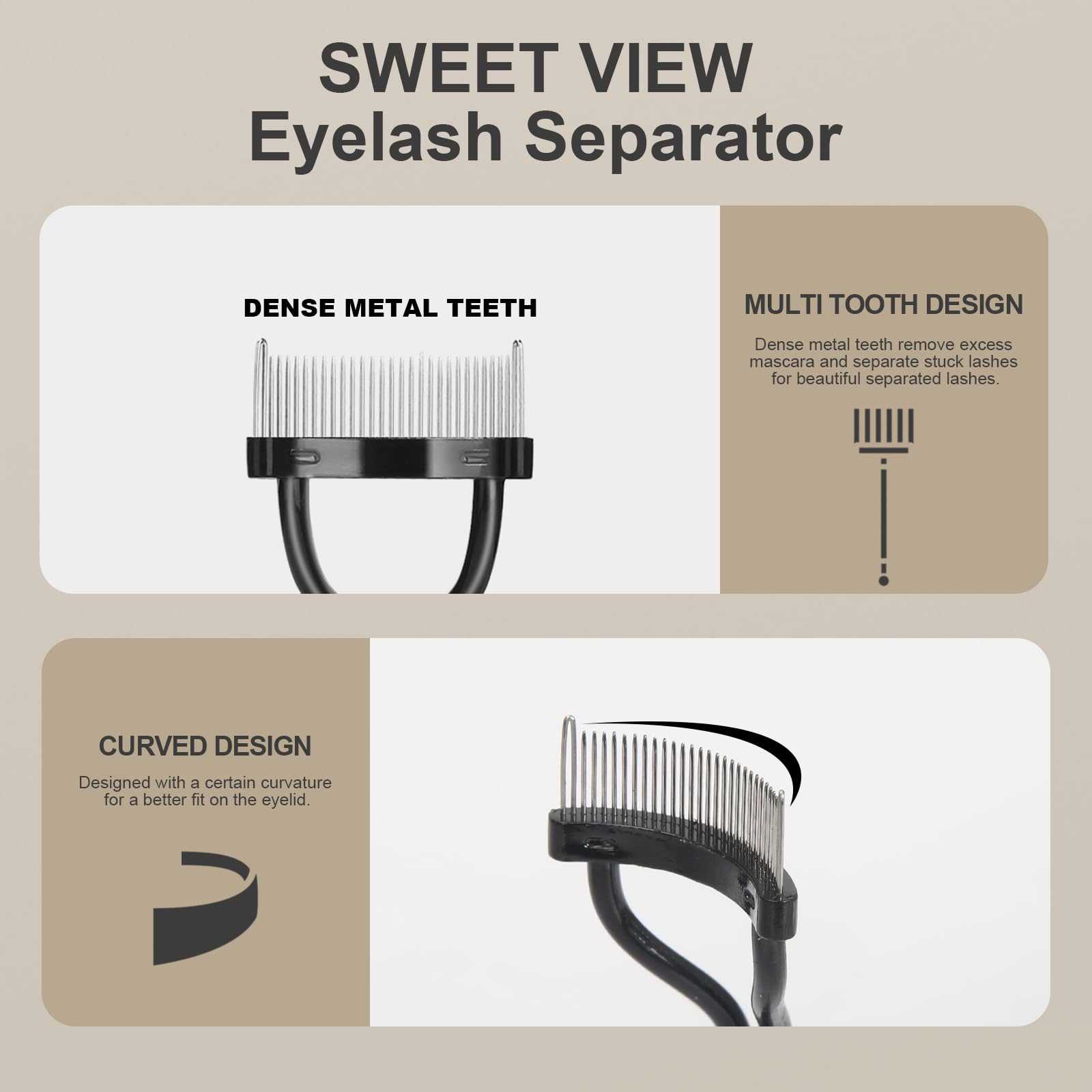 Sweet View mascara clump remover helps lashes appear separated and neat