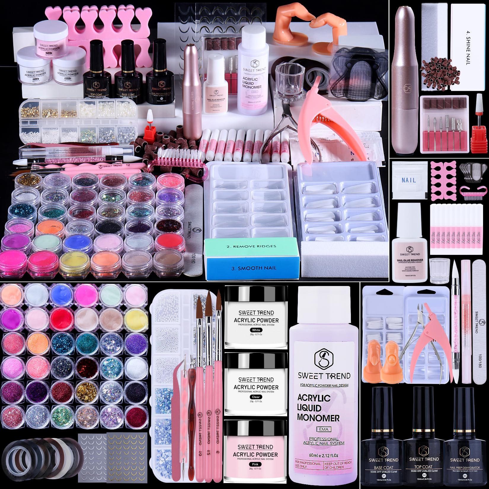 SWEET TREND acrylic nail kit with drill enables at home professional-looking nails
