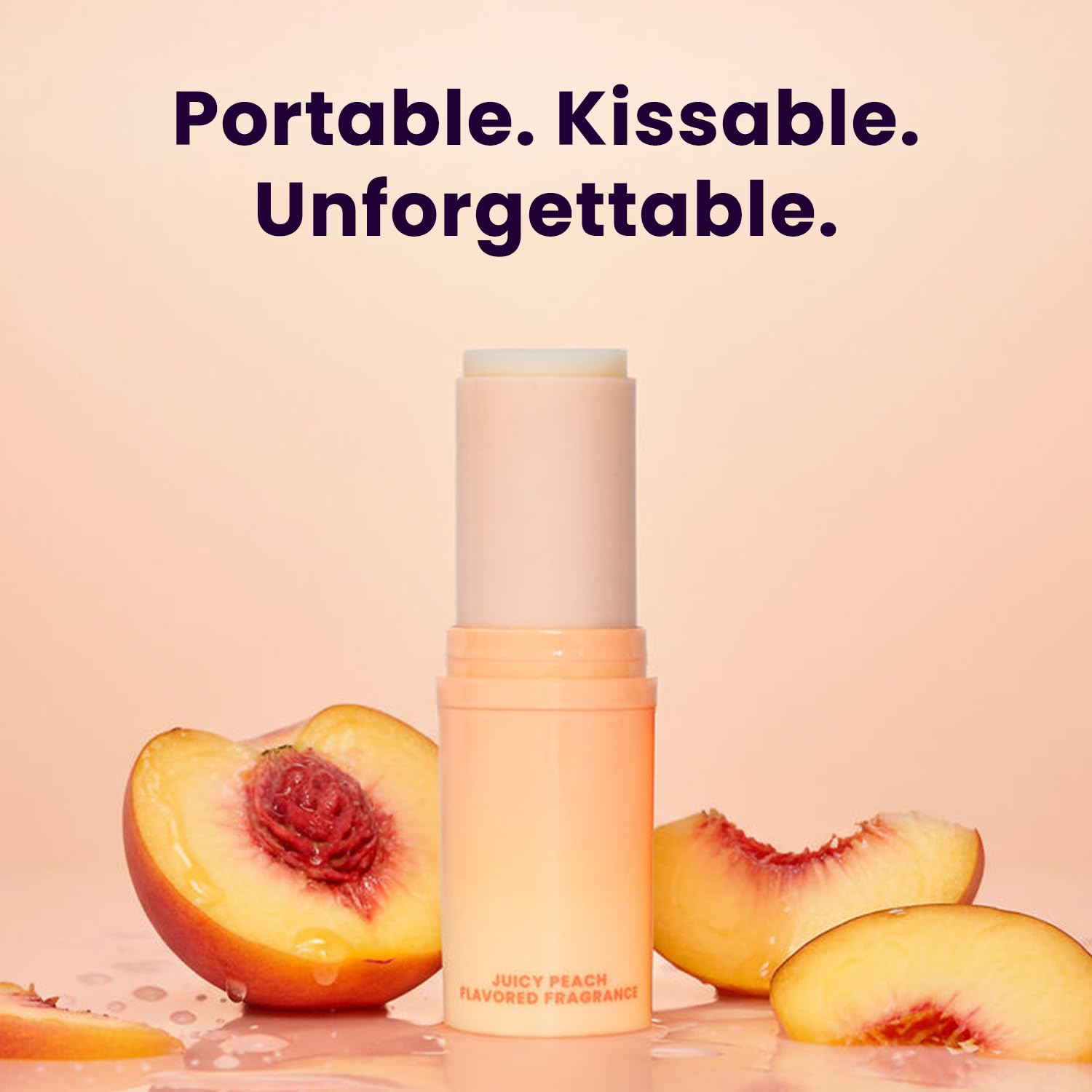 Sweetums SweetSpot Peach beeswax-based texture demonstrating non-sticky feel