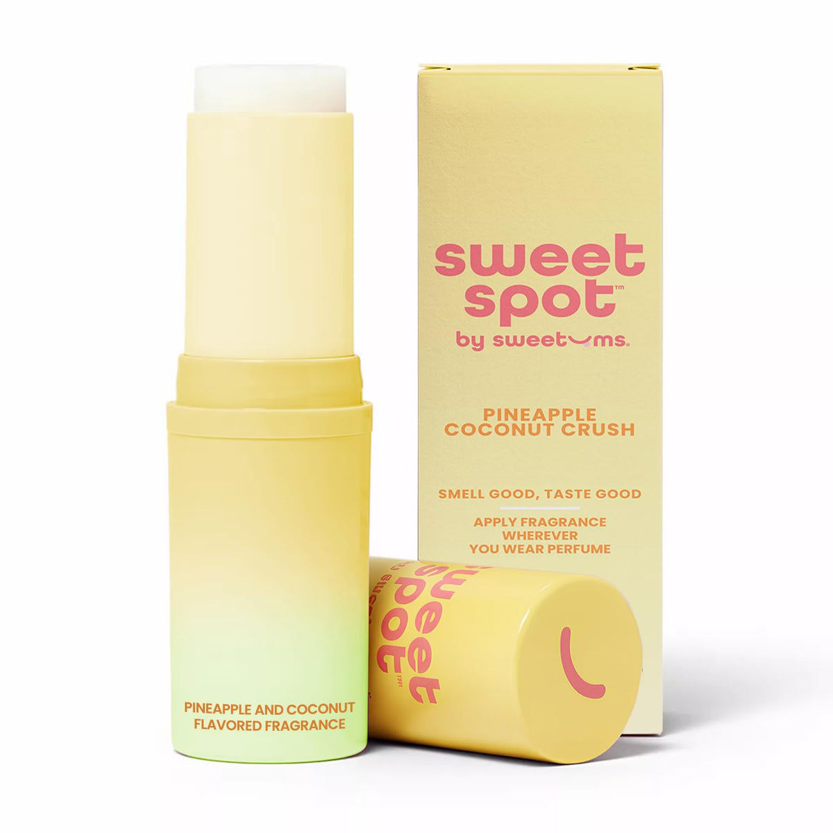 SweetSpot Pineapple Coconut solid perfume stick close-up showing creamy texture for on-the-go fragrance