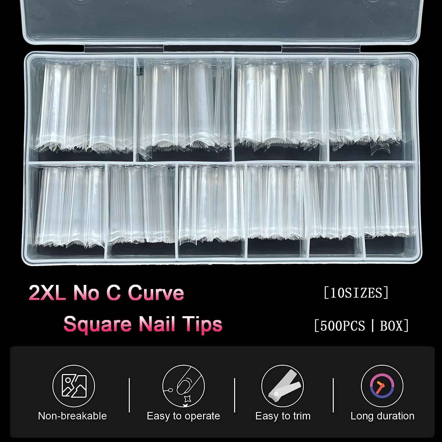 SWETIDY: caja con 500 uñas para salones y proyectos DIY.