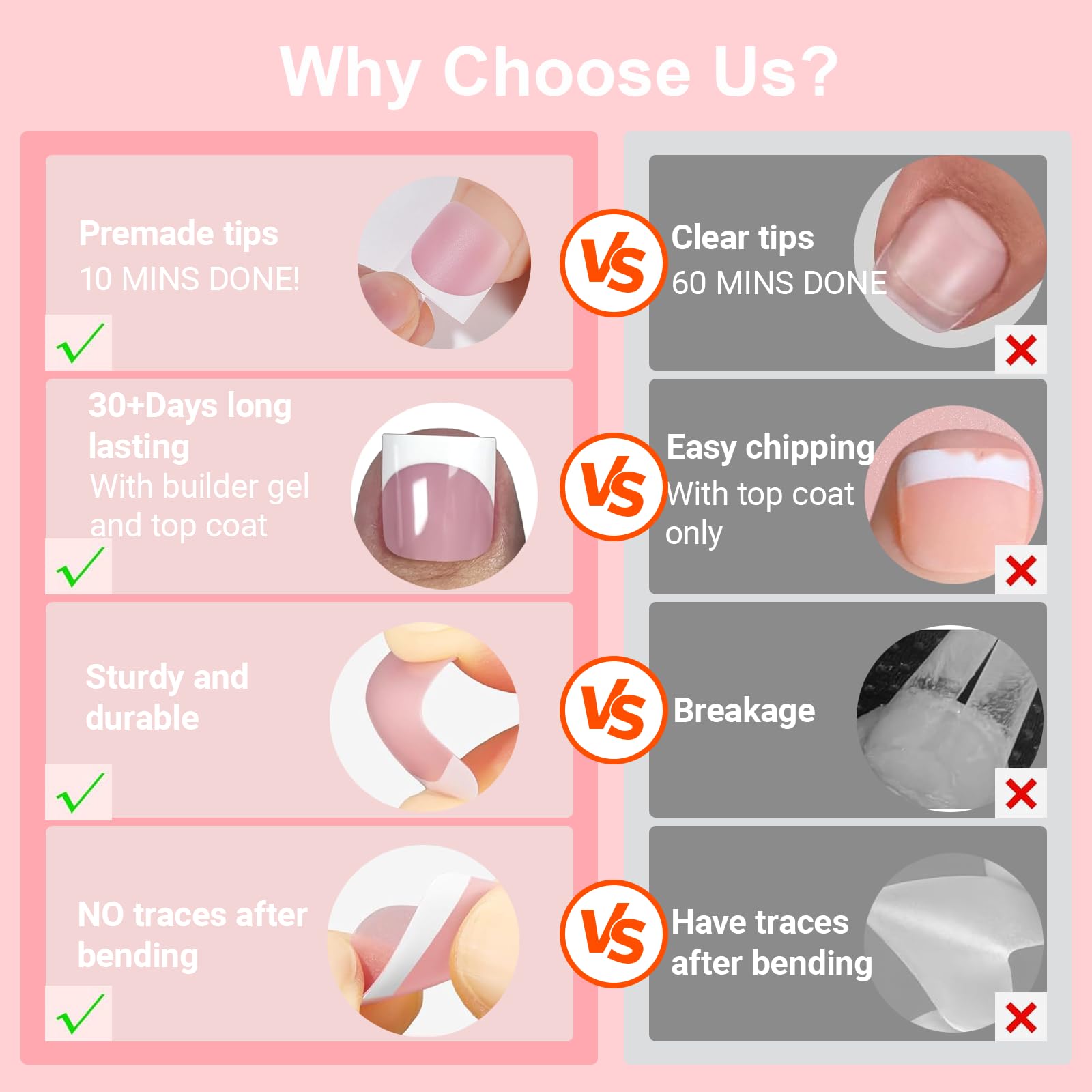 SWETIDY baby pink French tip toe nails press ons for comfortable, salon-like nails.