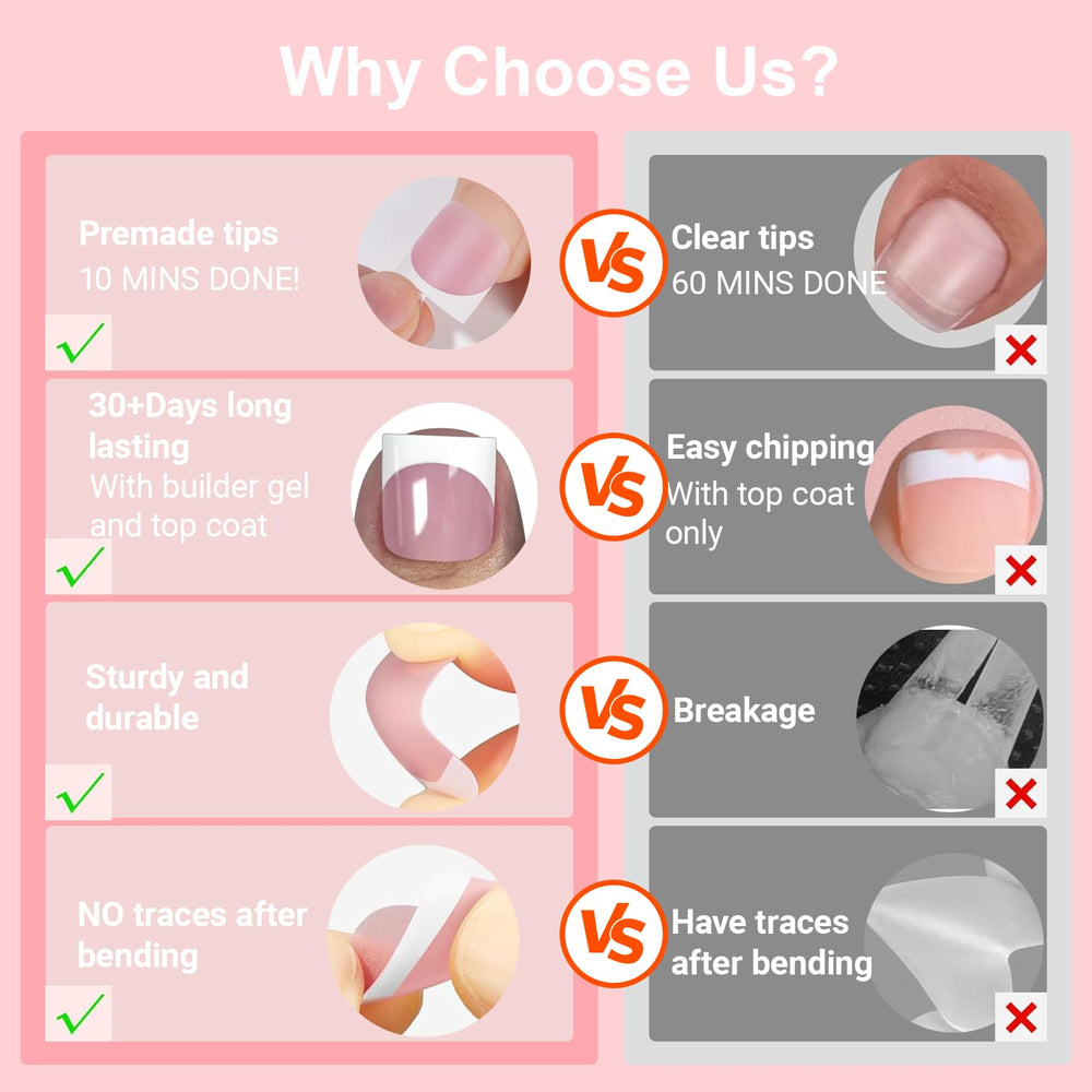 SWETIDY baby pink French tip toe nails press ons for comfortable, salon-like nails.