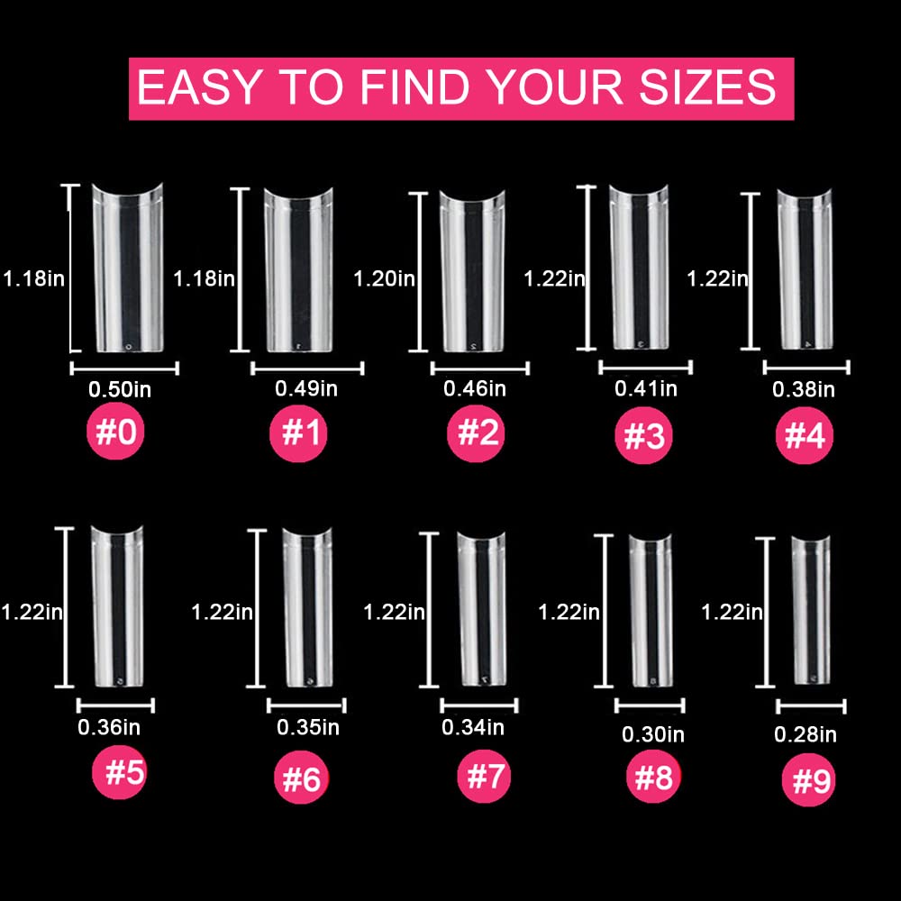 Puntas SWETIDY transparentes, juego de 500 piezas en diez tallas para uñas.