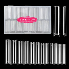 SWETIDY tips cuadrados 3XL transparentes para uñas acrílicas, fáciles de aplicar.