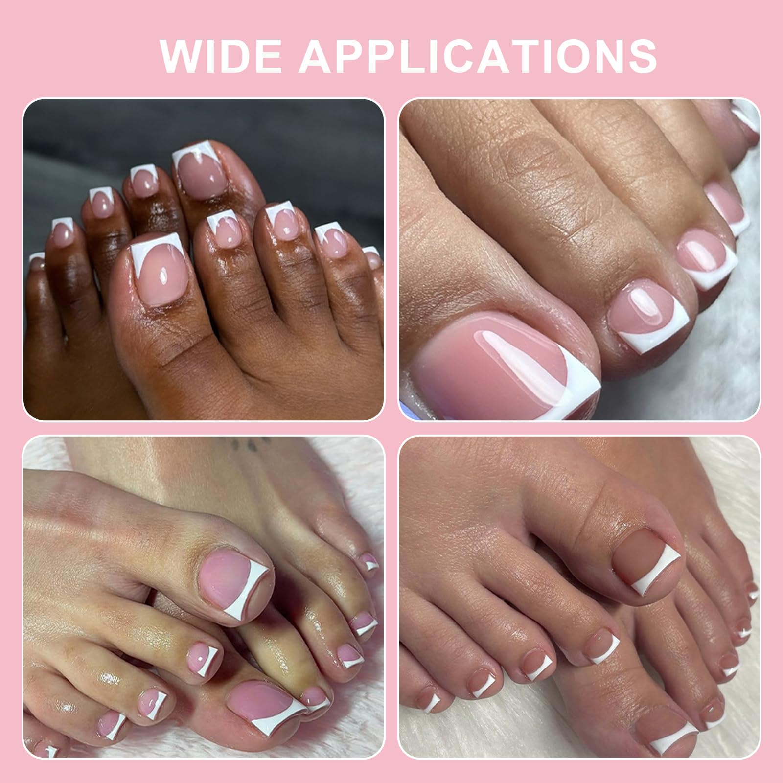SWETIDY toe nail press ons easy application guide with pre-made tip primer and base layer.