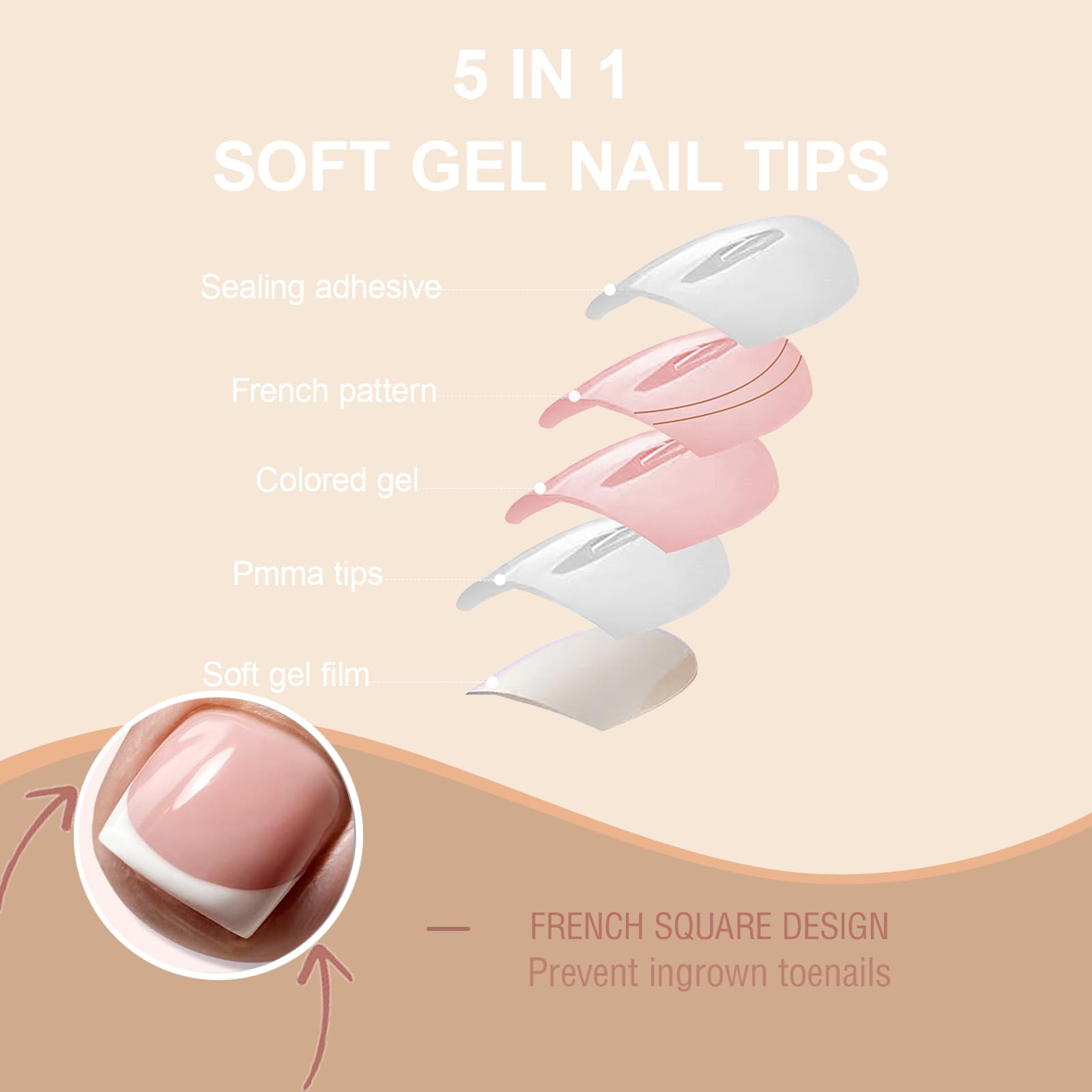 SWETIDY short square French toe nails press on for elegant at-home nails