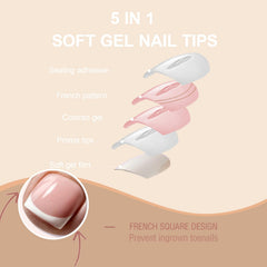 SWETIDY short square French toe nails press on for elegant at-home nails