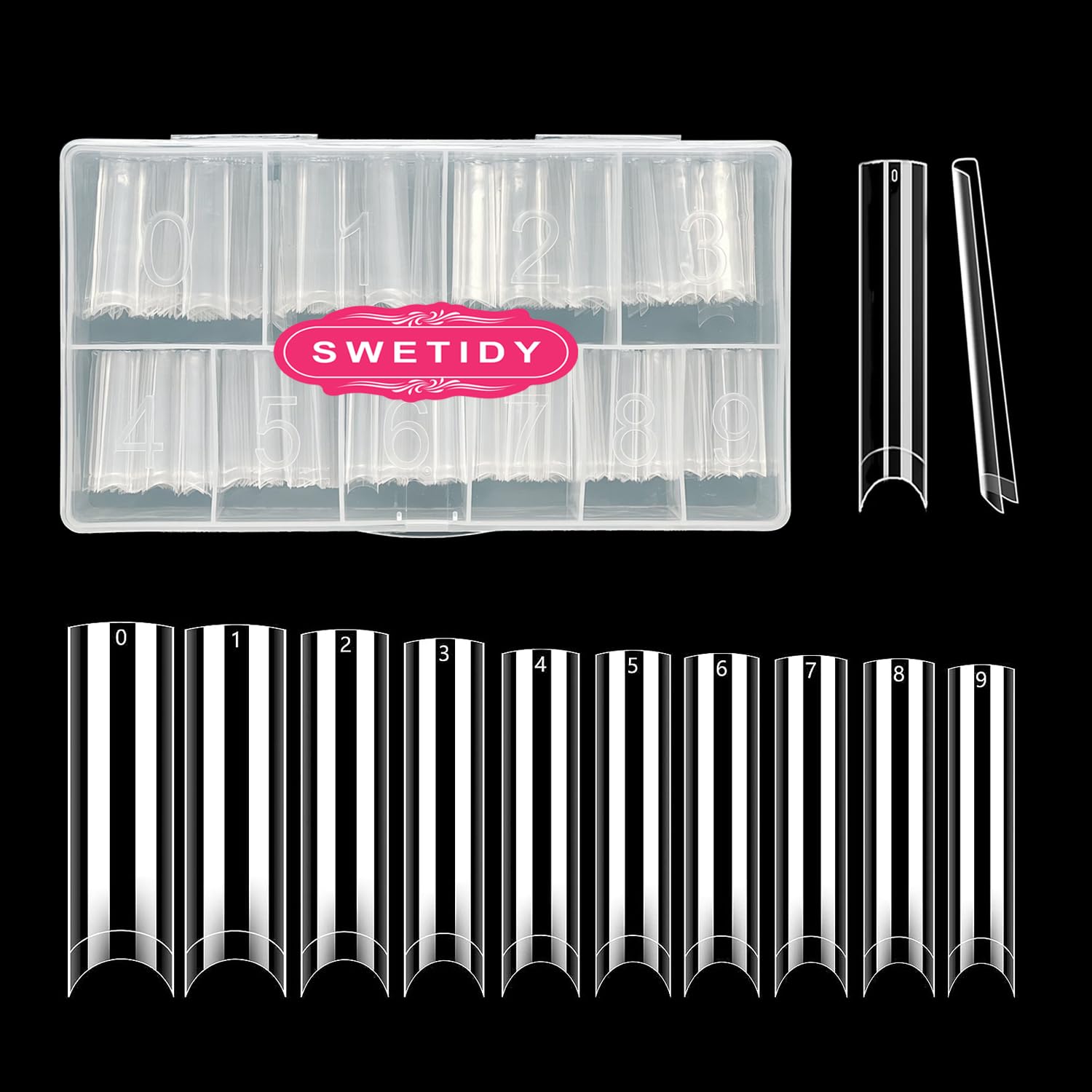 SWETIDY: uñas cuadradas XXL transparentes para un acabado natural.