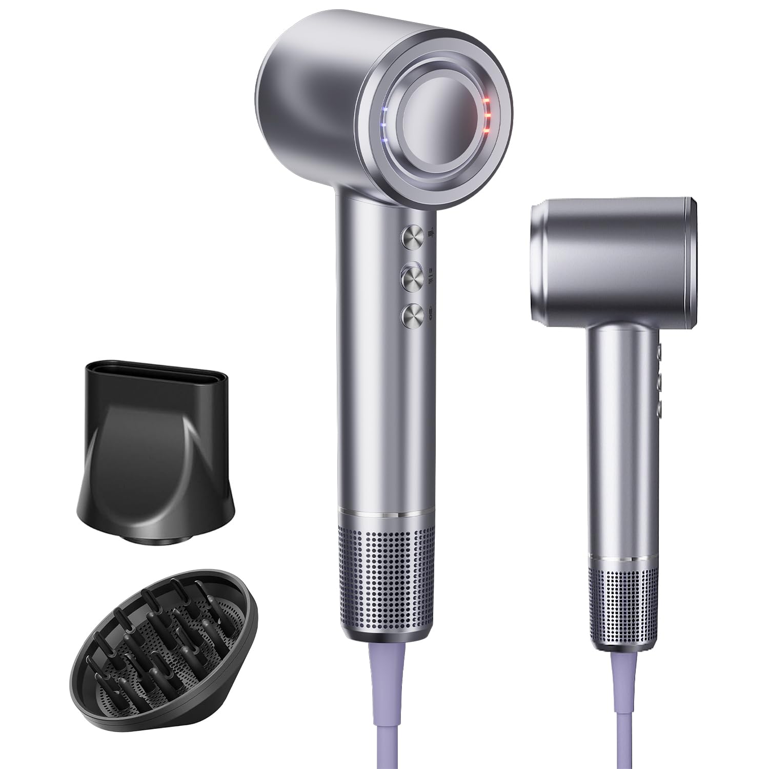 Swharzcopt hair dryer with diffuser attachment for even heat distribution on curly hair.