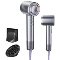 Swharzcopt hair dryer with diffuser attachment for even heat distribution on curly hair.