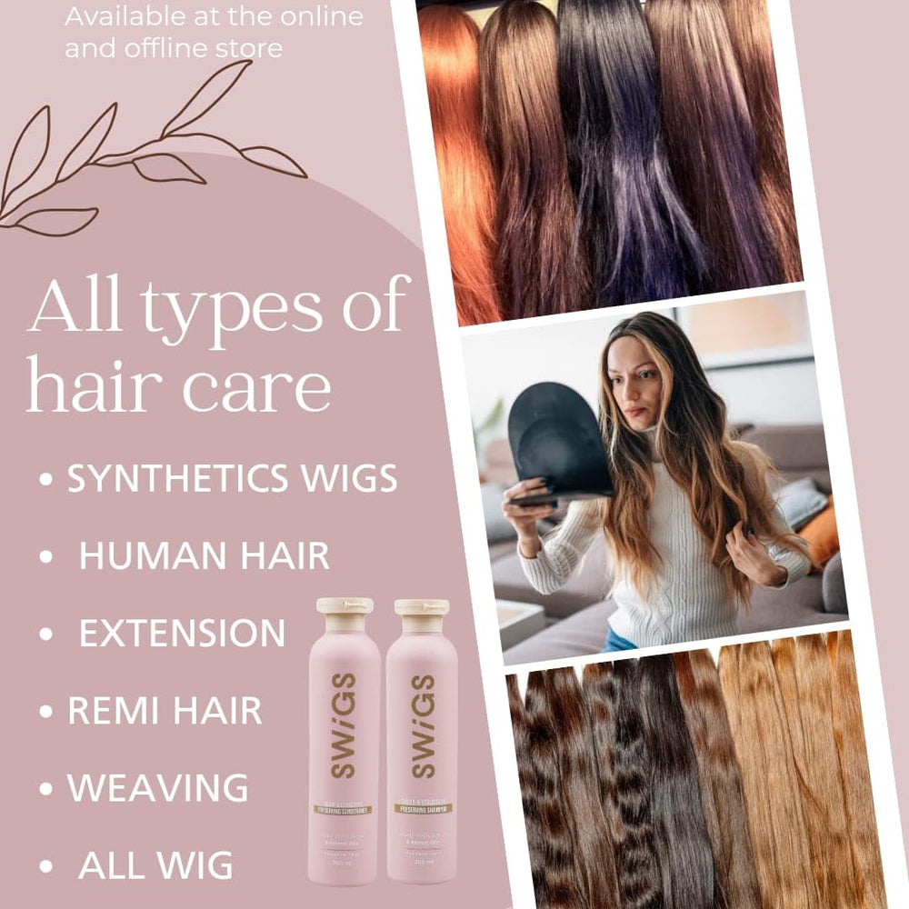 SWIGS wig conditioner bottle applying to fibers for silkiness.