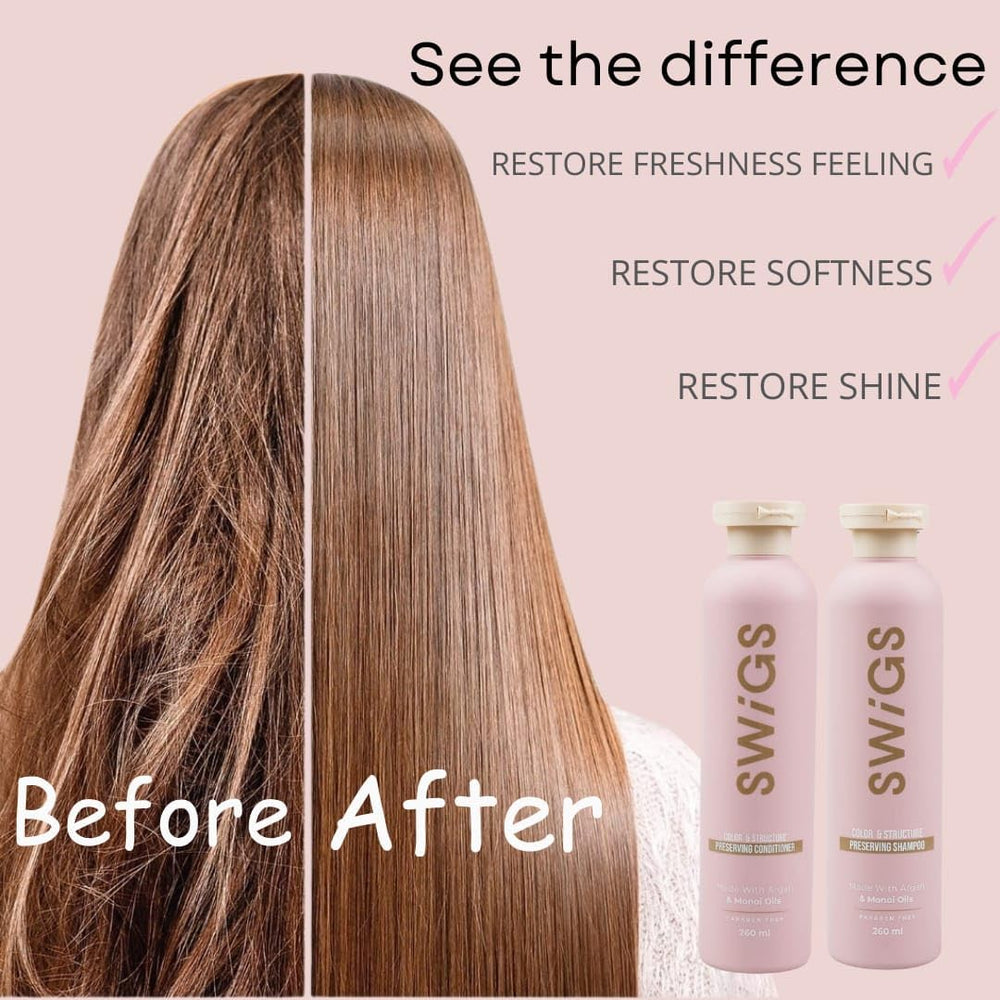 SWIGS wig detangling session shows easy manageability.