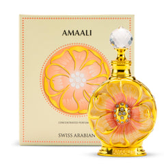 Swiss Arabian Amaali bottle pour, premium evening-wear fragrance with long-lasting presence