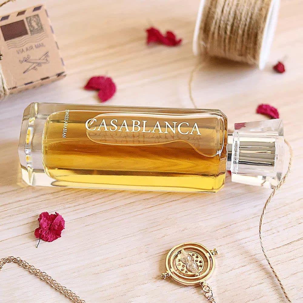 Swiss Arabian Casablanca amber-musk base, lasting warmth