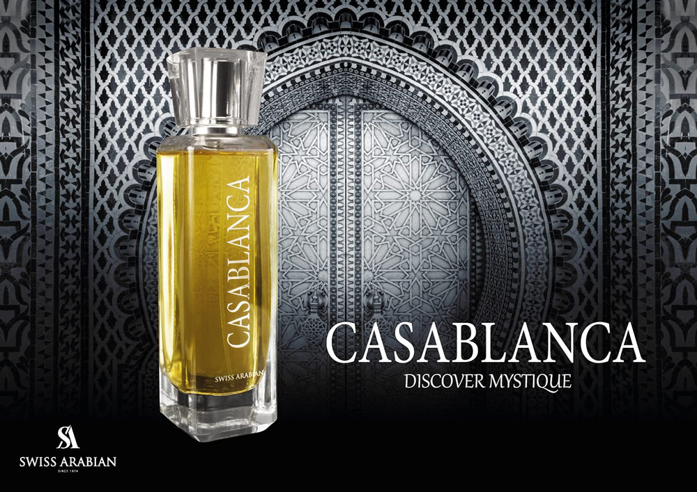 Swiss Arabian Casablanca patchouli-iris heart, sophisticated everyday elegance
