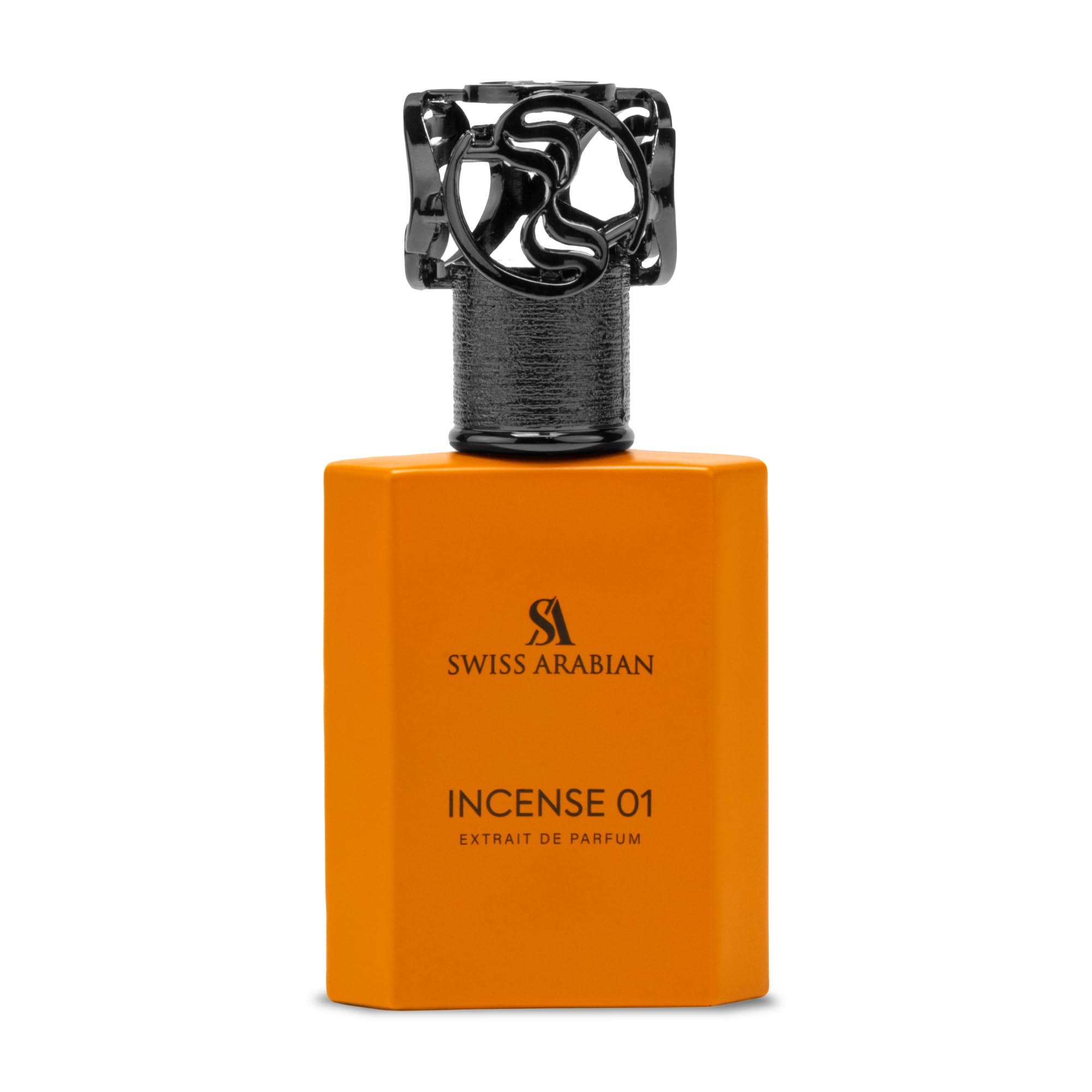 Swiss Arabian Incense 01 bottle front view, showcasing a long-lasting woody spicy fragrance