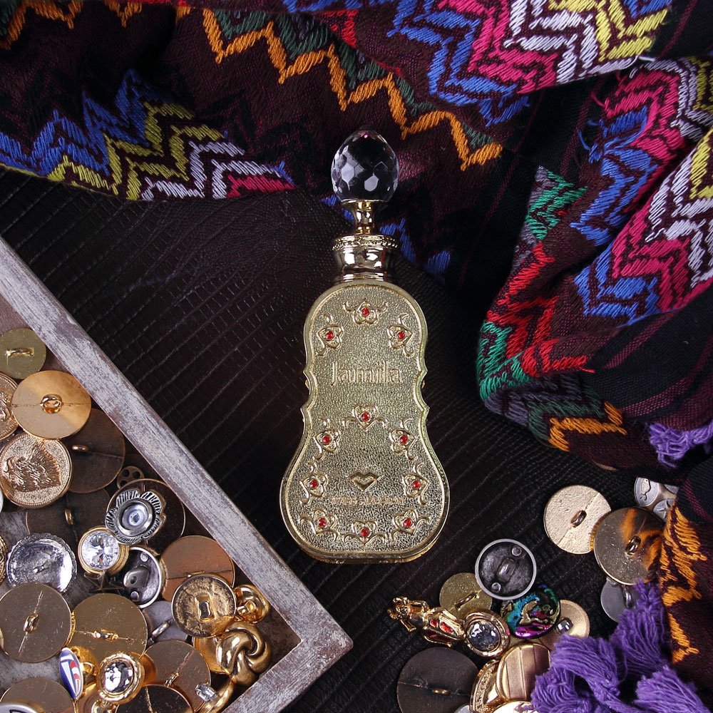 Swiss Arabian Jamila bottle with gold cap highlighting premium design