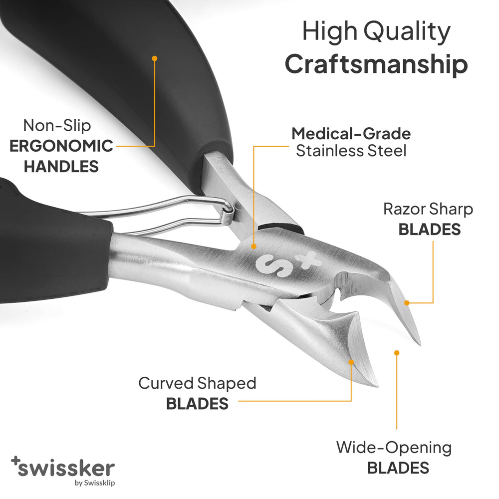 Swissker toenail clippers blade close-up with sharp stainless steel edge