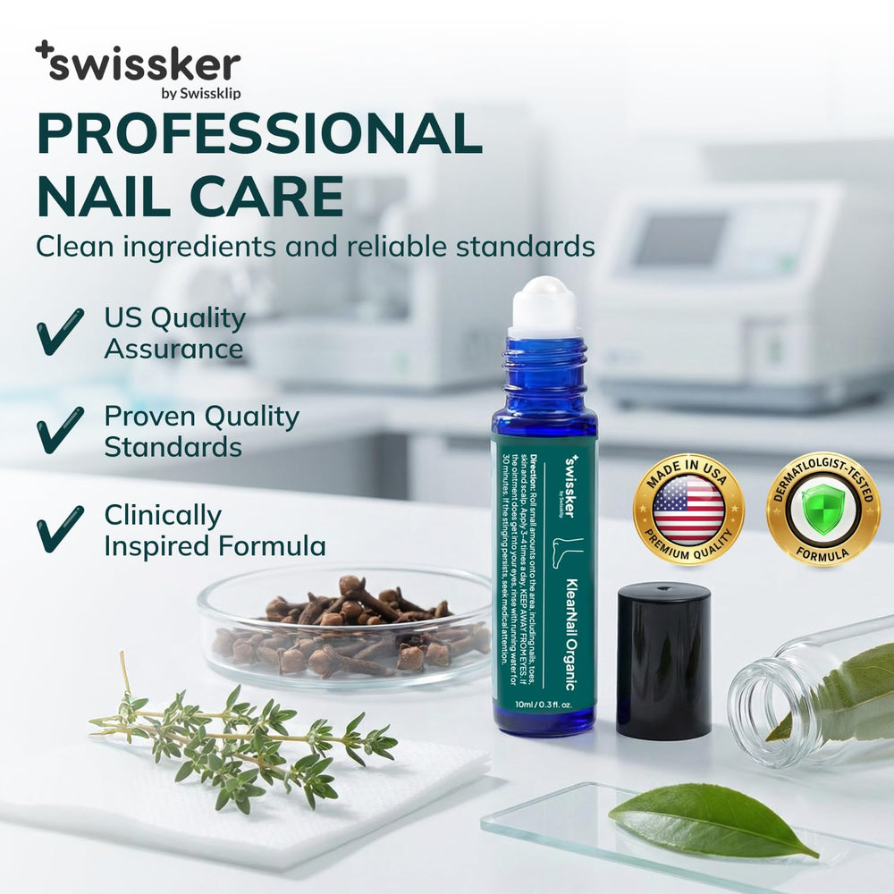 Made in USA badge on Swissklip KlearNail packaging highlighting quality