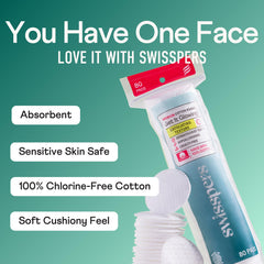 Swisspers cotton rounds removing makeup and nail polish with care