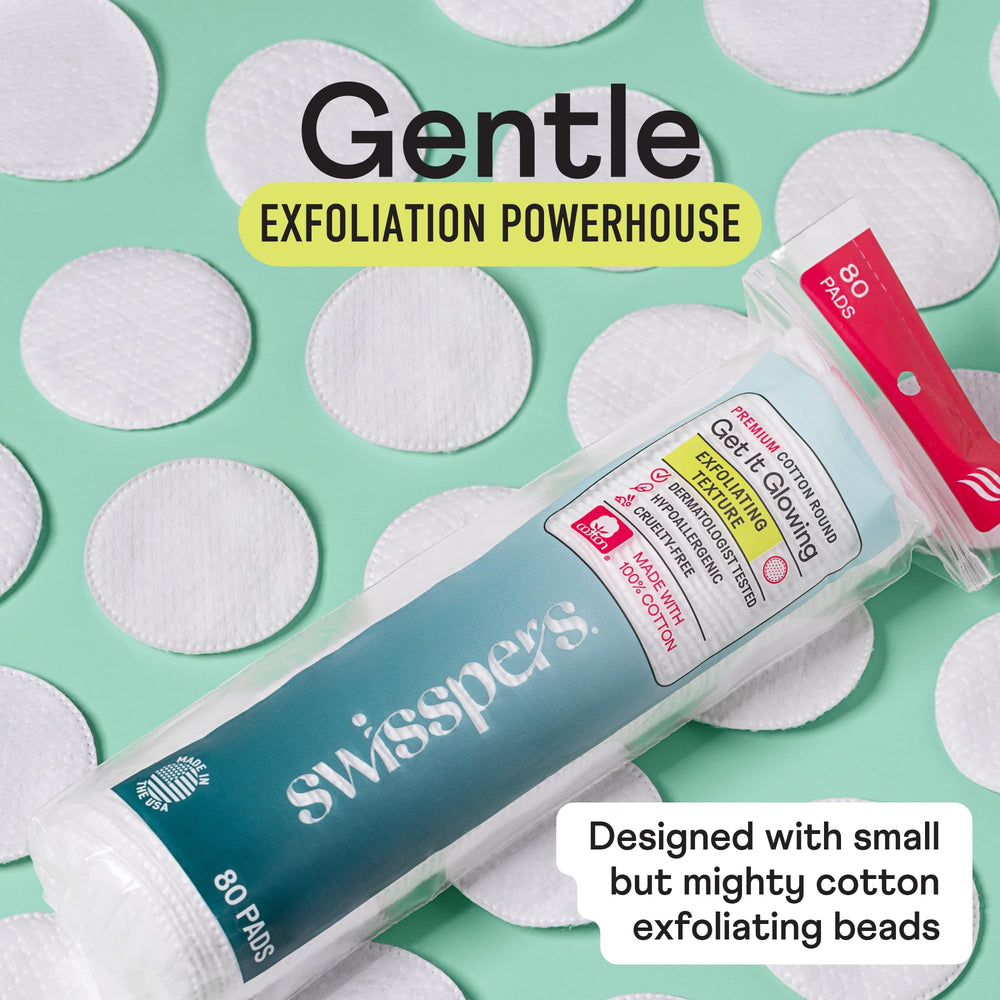Raised texture surface on Swisspers rounds for gentle exfoliation