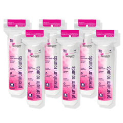 Swisspers Premium Cotton Rounds with dual-sided design for gentle cleansing.
