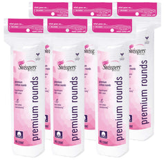 Swisspers Premium Cotton Rounds six pack for convenient skincare routine
